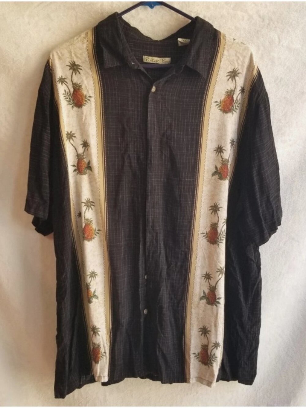 Batik Bay Hawaiian Camp Shirt Mens XXL Rayon Surfboard Woody Palm Tree Button Up